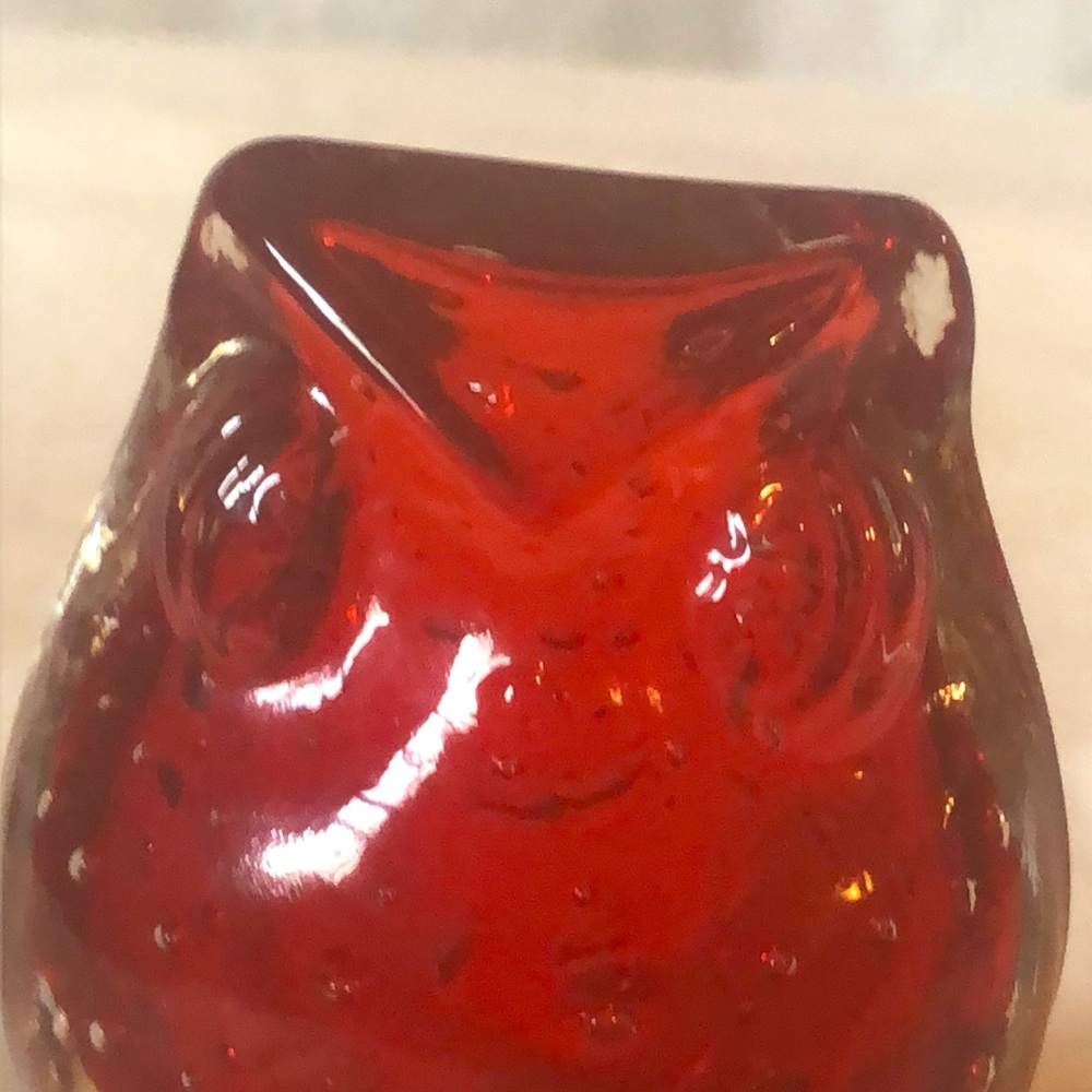 Owl paperweight handmade blown glass EUC 3.5” no chips - Picture 2 of 7